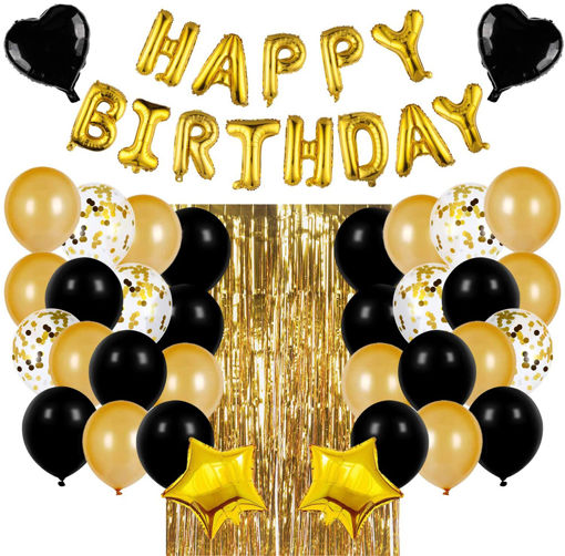 Picture of PARTY KIT BLACK & GOLD THEME DECORATION SET